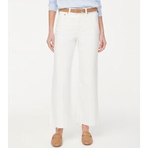 J.Crew Tall Wide-Leg Jeans WMNS 29T White Denim Hi-Rise All-Day Stretch Raw Hem